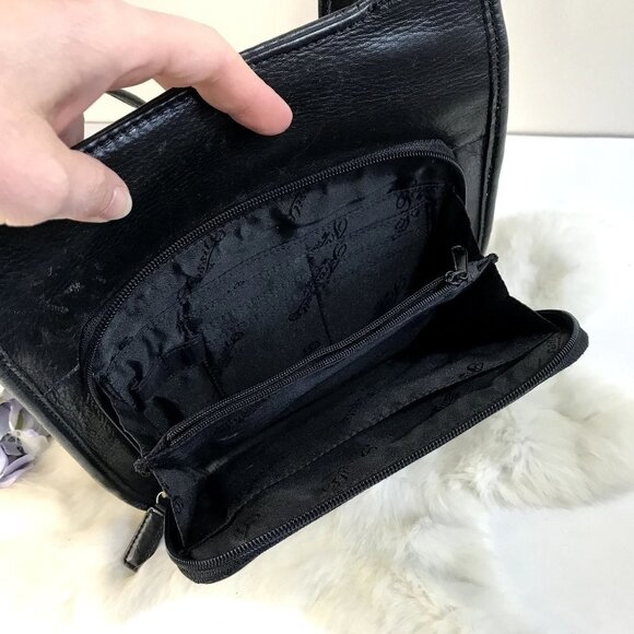 Vintage FOSSIL Keyper Black Leather Crossbody Bag Messenger Wallet Bag Travel - Picture 9 of 13